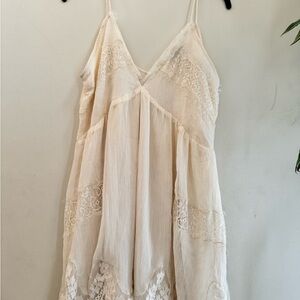 Mango Cream Lace Detail Slip Dress